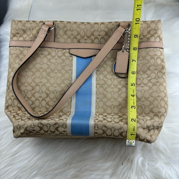 COACH SIGNATURE STRIPE TOTE SHOULDER BAG - Picture 8 of 9